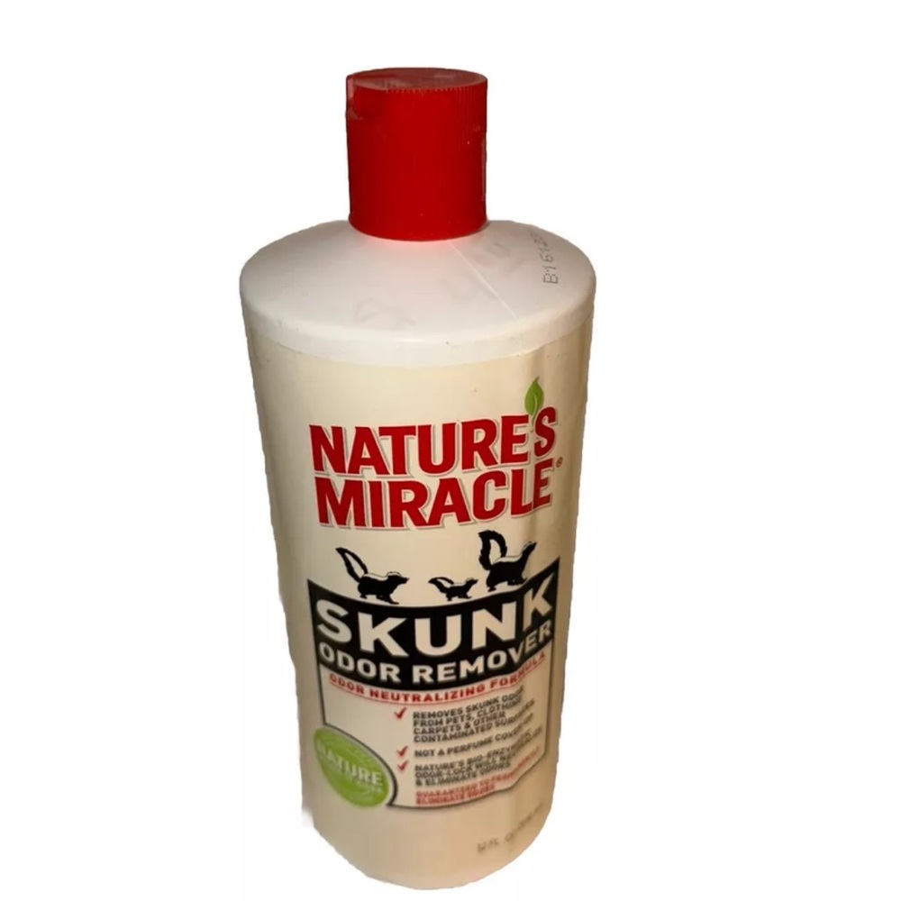 Red Skunk Odor Remover Bottle with Simple Design OPEN SEAL BUT 100% FULL